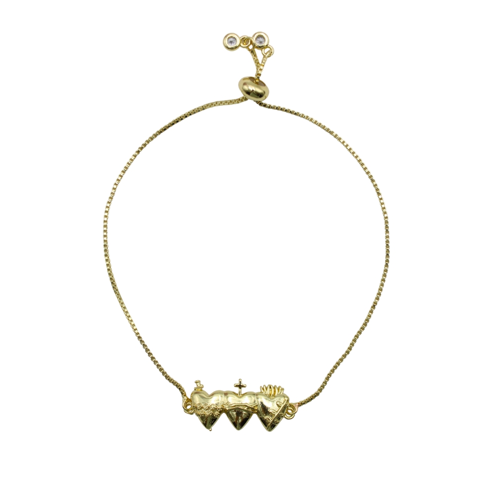 Pulsera de los 3 corazones de Jesús, José y María