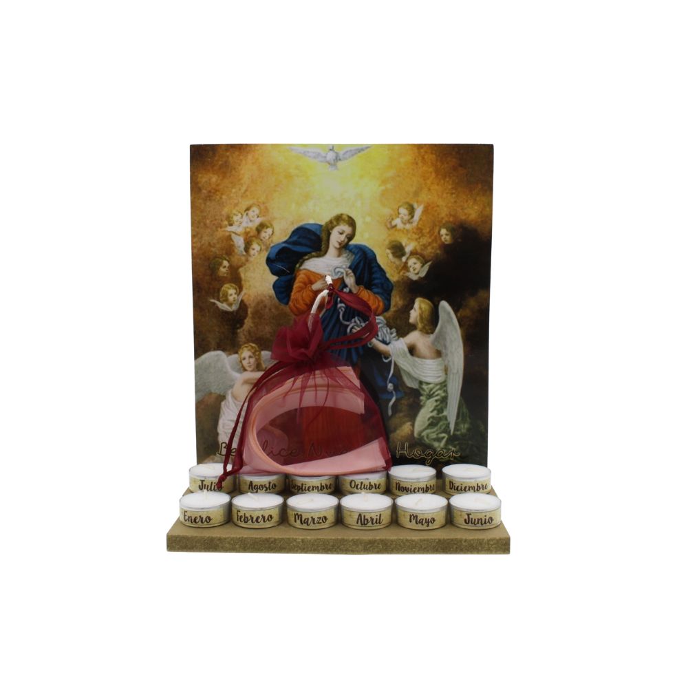 Porta velas Virgen María Desatadora de Nudos