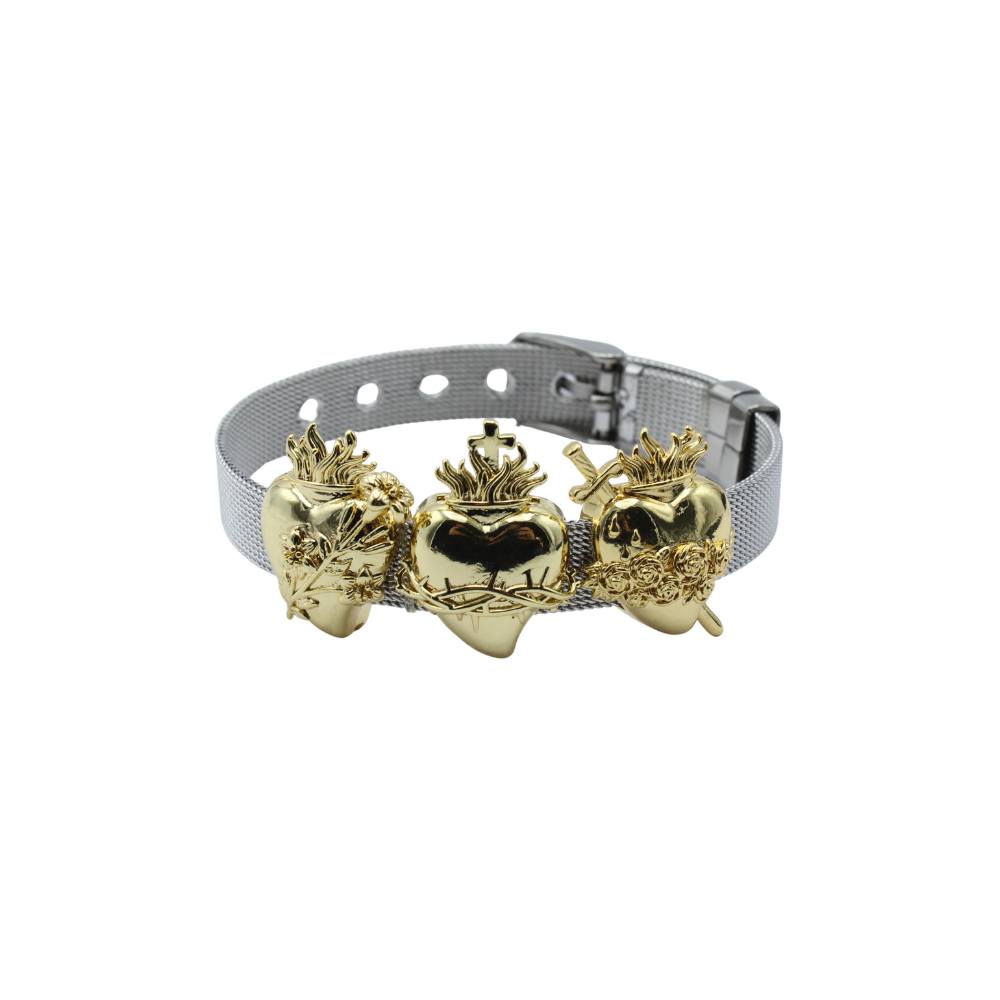 Brazalete 3 corazones Jesús, José y María grande